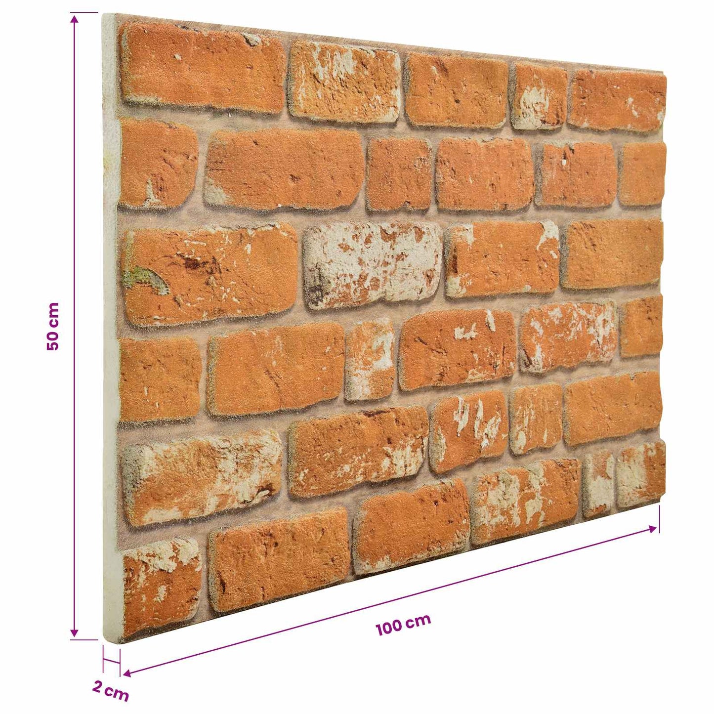 Vægpaneler 10 stk. 100 x 50 cm Mursten EPS Skum