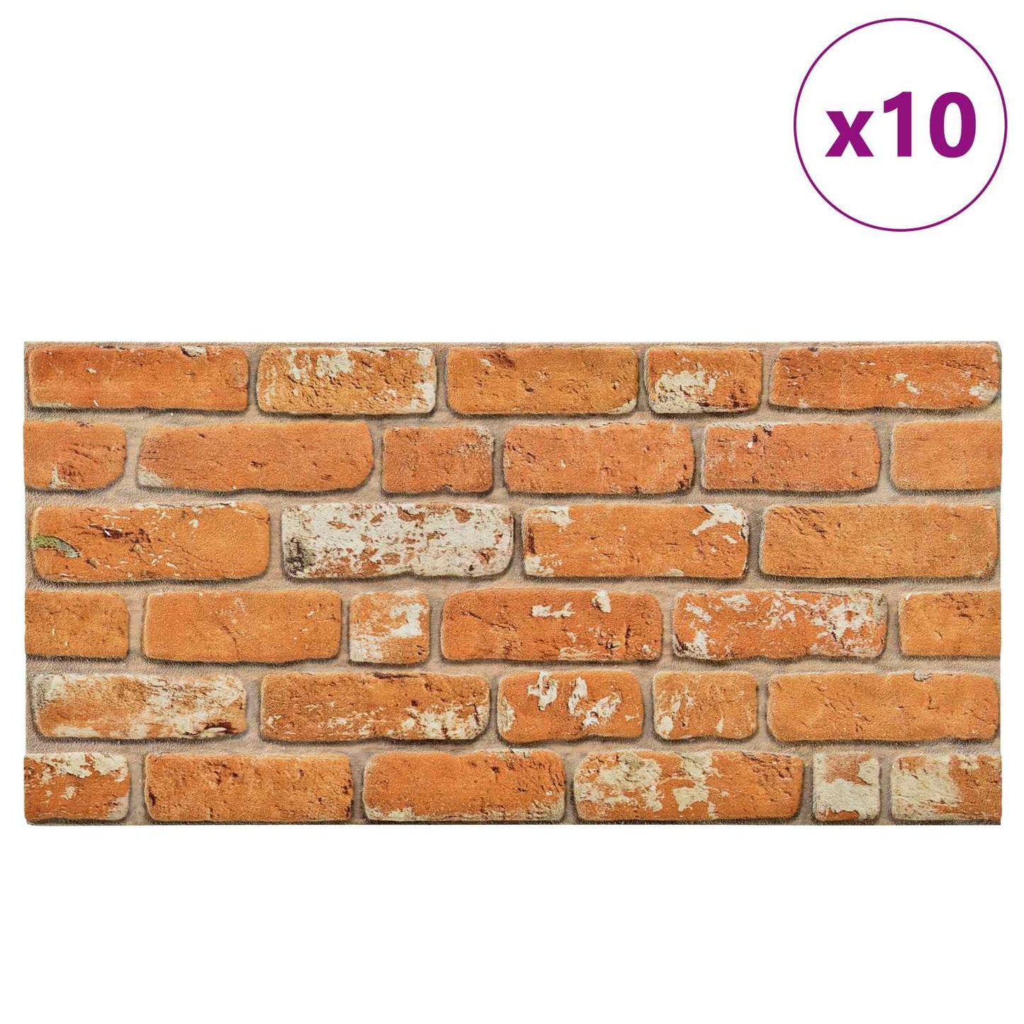 Vægpaneler 10 stk. 100 x 50 cm Mursten EPS Skum