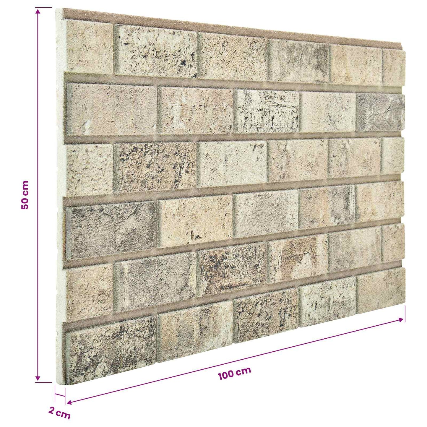 Vægpaneler 10 stk. 100 x 50 cm Sandfarvet EPS Skum