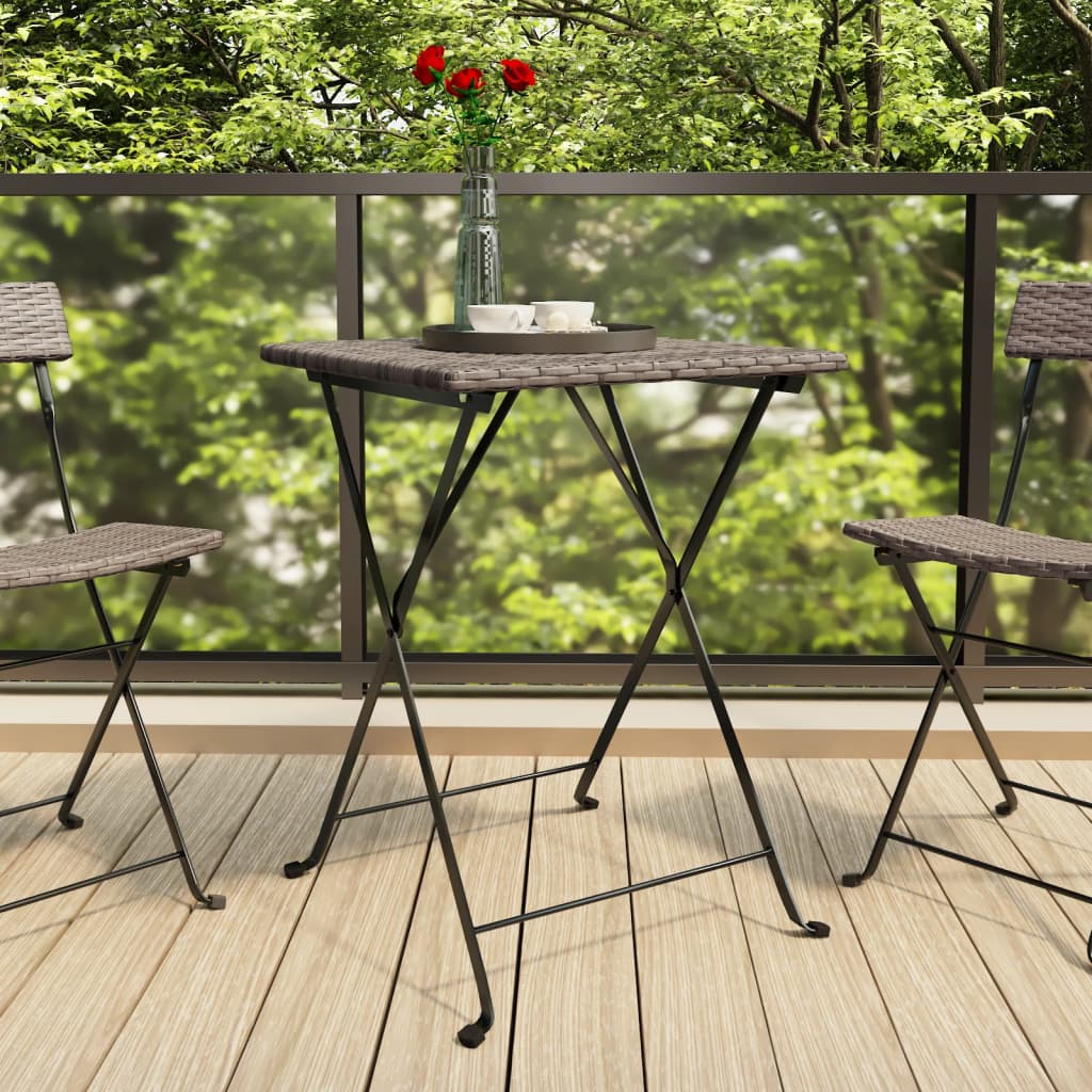 foldbart bistrobord 55x54x71 cm polyrattan grå