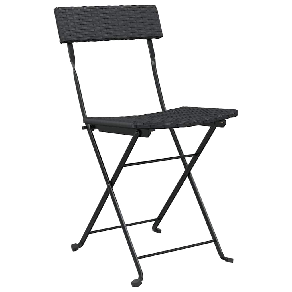 foldbart bistrosæt 3 dele polyrattan sort