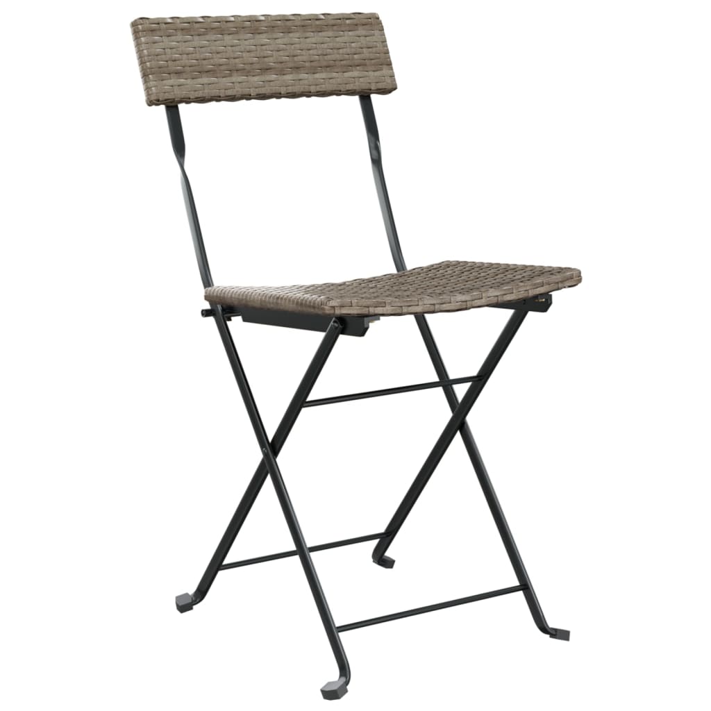 foldbart bistrosæt 3 dele polyrattan grå