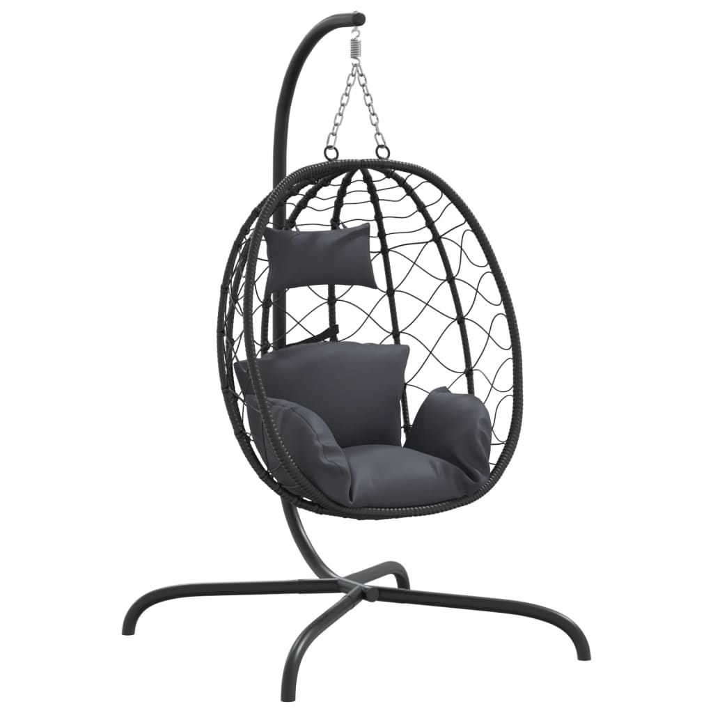 hængestol med æg og hynder antracit polyrattan og stål