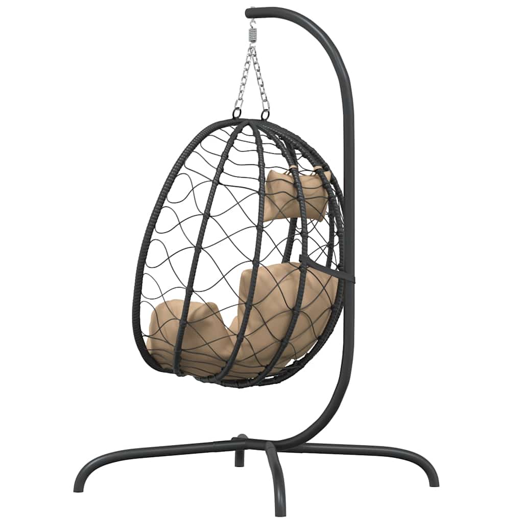hængestol med æg og hynder taupe polyrattan og stål