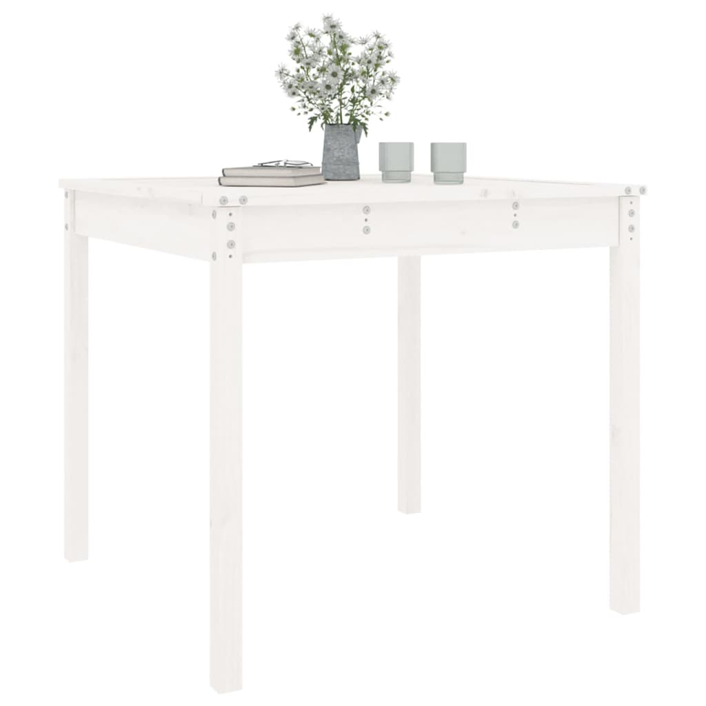 havebord 82,5x82,5x76 cm massivt fyrretræ hvid