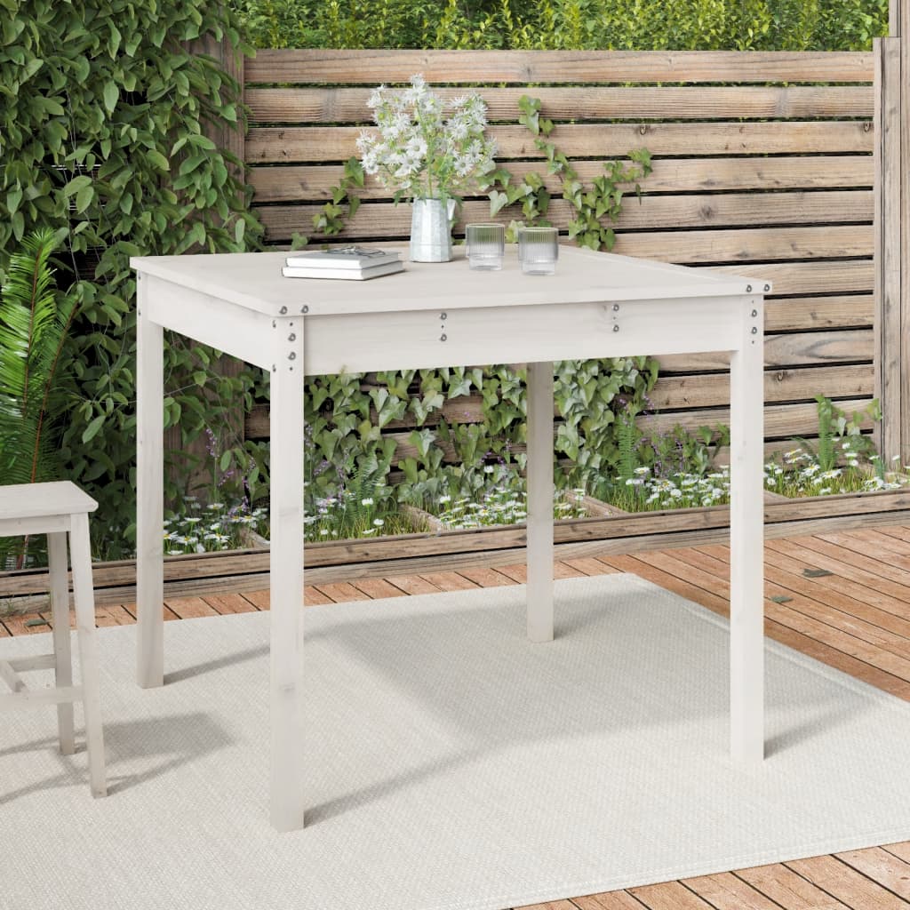 havebord 82,5x82,5x76 cm massivt fyrretræ hvid