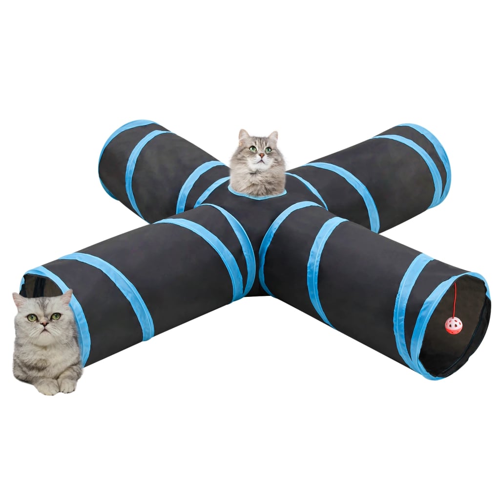 4-vejs kattetunnel 132 cm polyester sort og blå