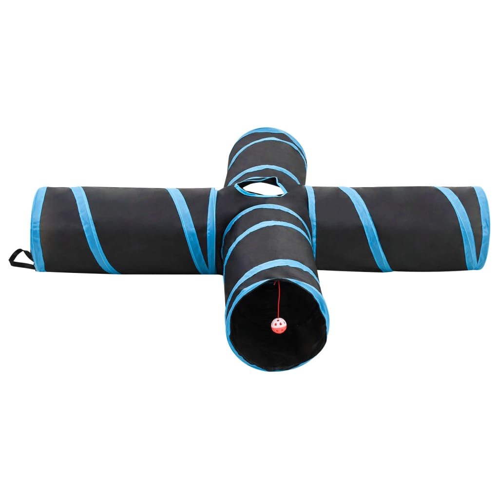 4-vejs kattetunnel 132 cm polyester sort og blå
