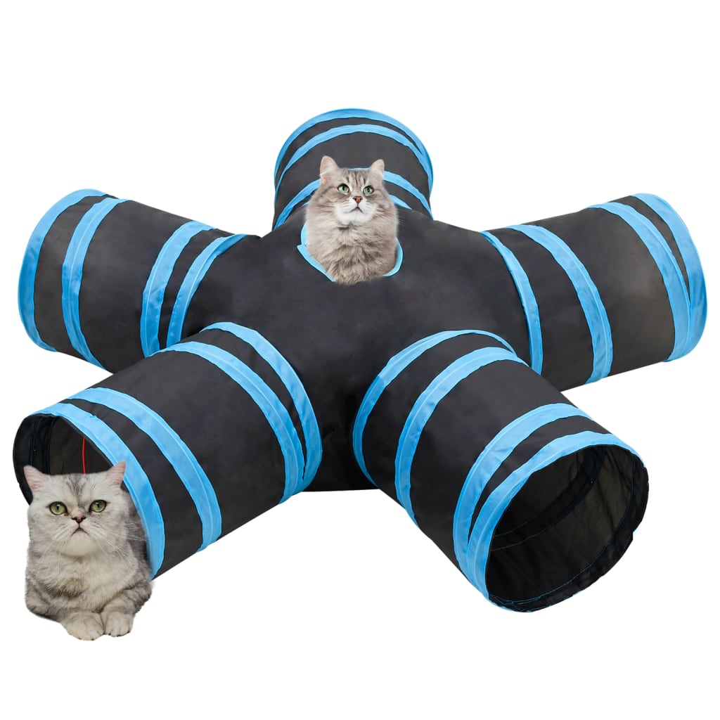 5-vejs kattetunnel 25 cm polyester sort og blå