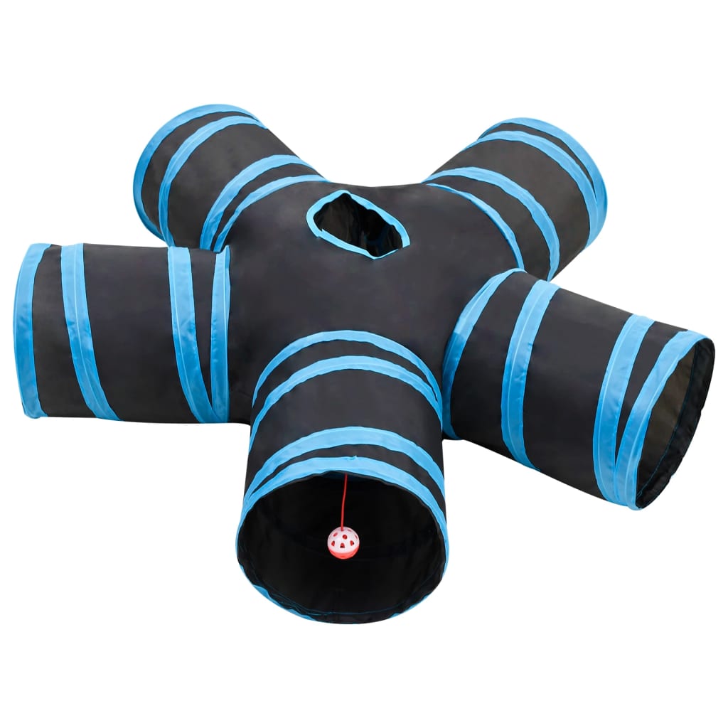 5-vejs kattetunnel 25 cm polyester sort og blå