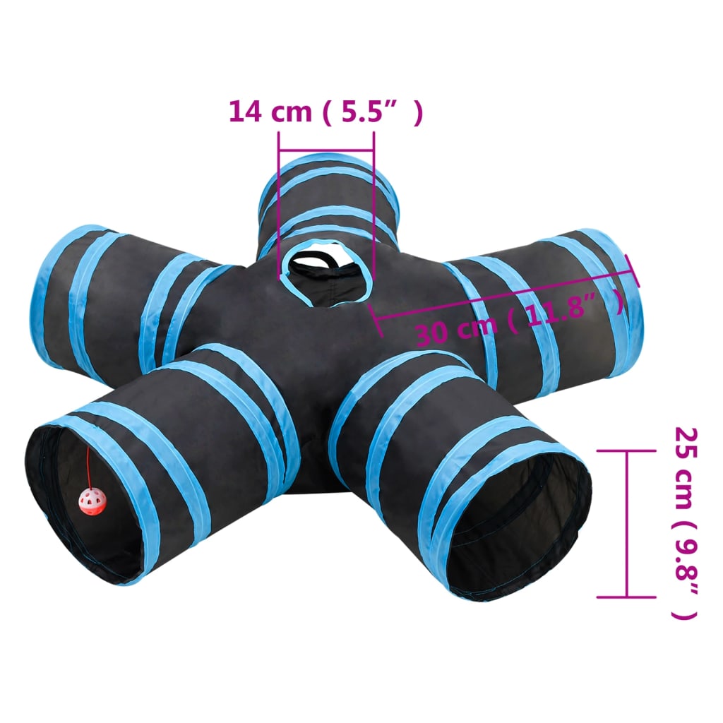 5-vejs kattetunnel 25 cm polyester sort og blå