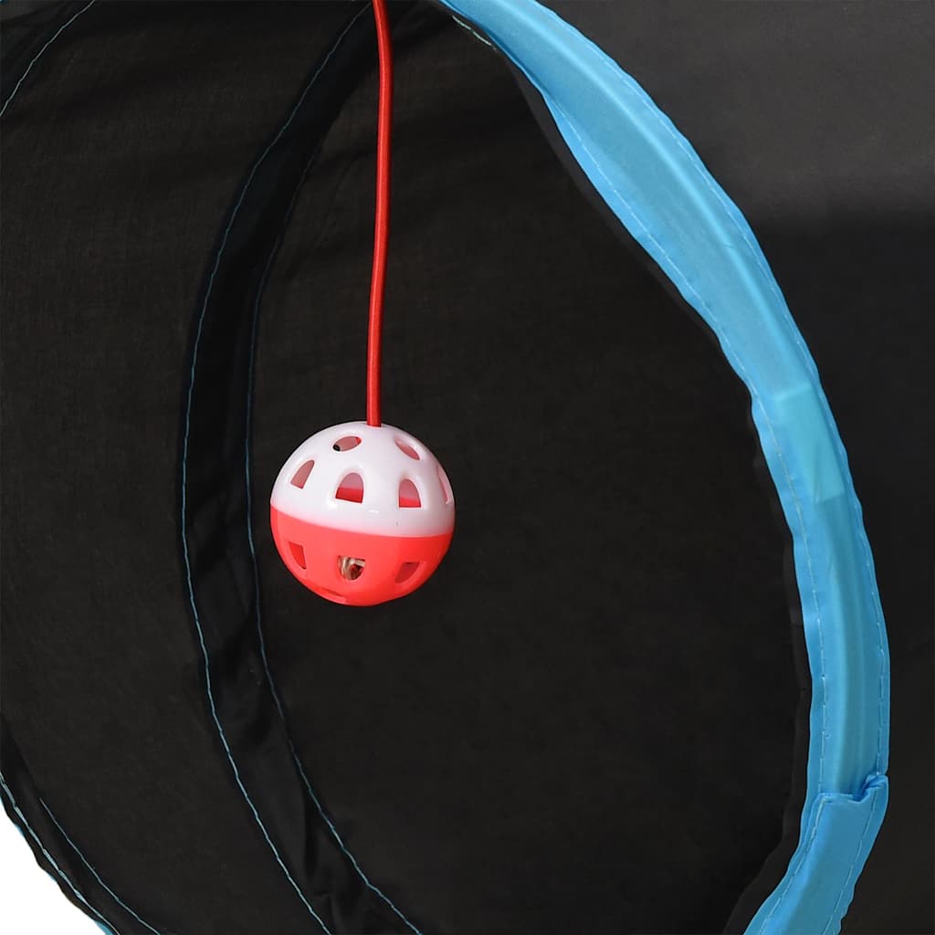 kattetunnel 122 cm S-formet polyester sort og blå