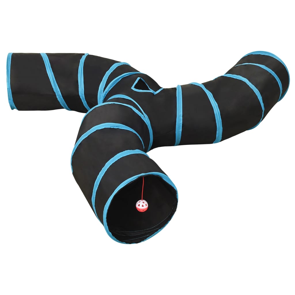 3-vejs kattetunnel 25 cm polyester sort og blå