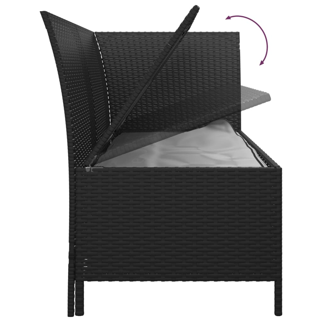 loungesæt til haven 3 dele med hynder polyrattan sort