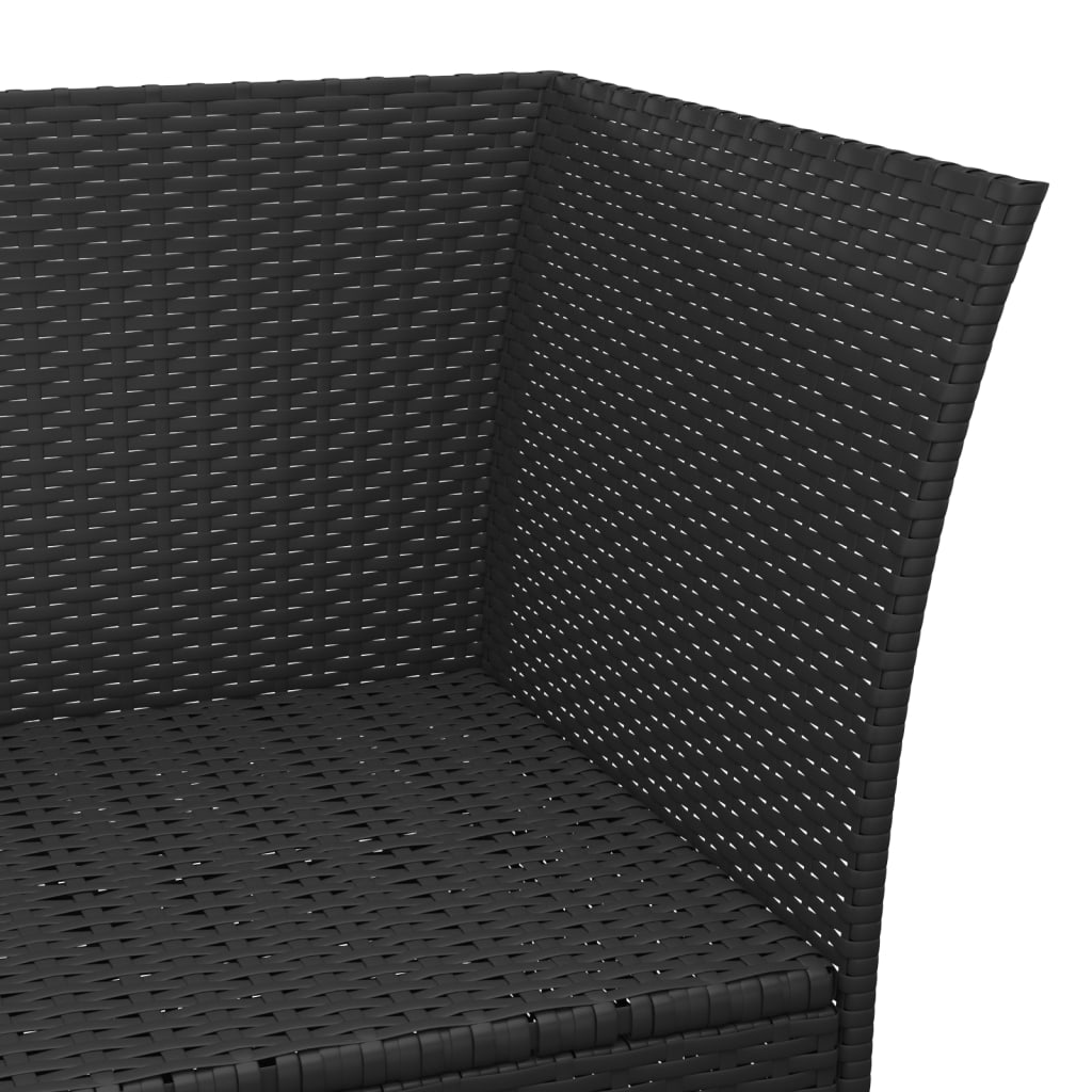 loungesæt til haven 3 dele med hynder polyrattan sort