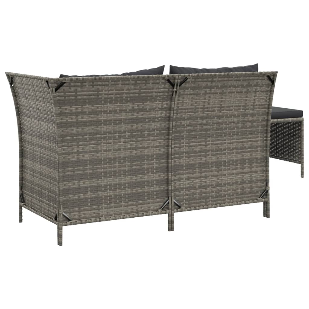 loungesæt til haven 3 dele med hynder polyrattan grå