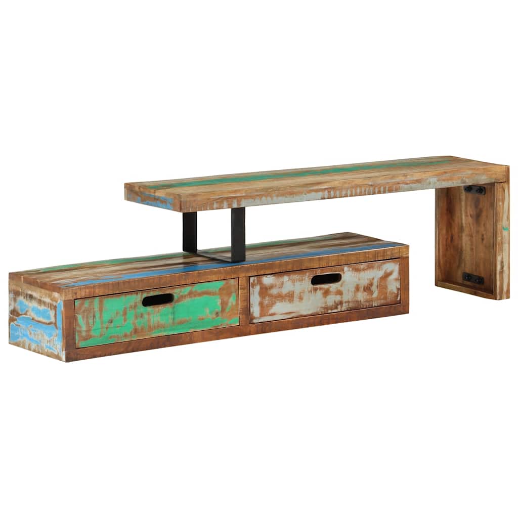 TV-bord (118-200) x 30 x 40 cm massivt genbrugstræ