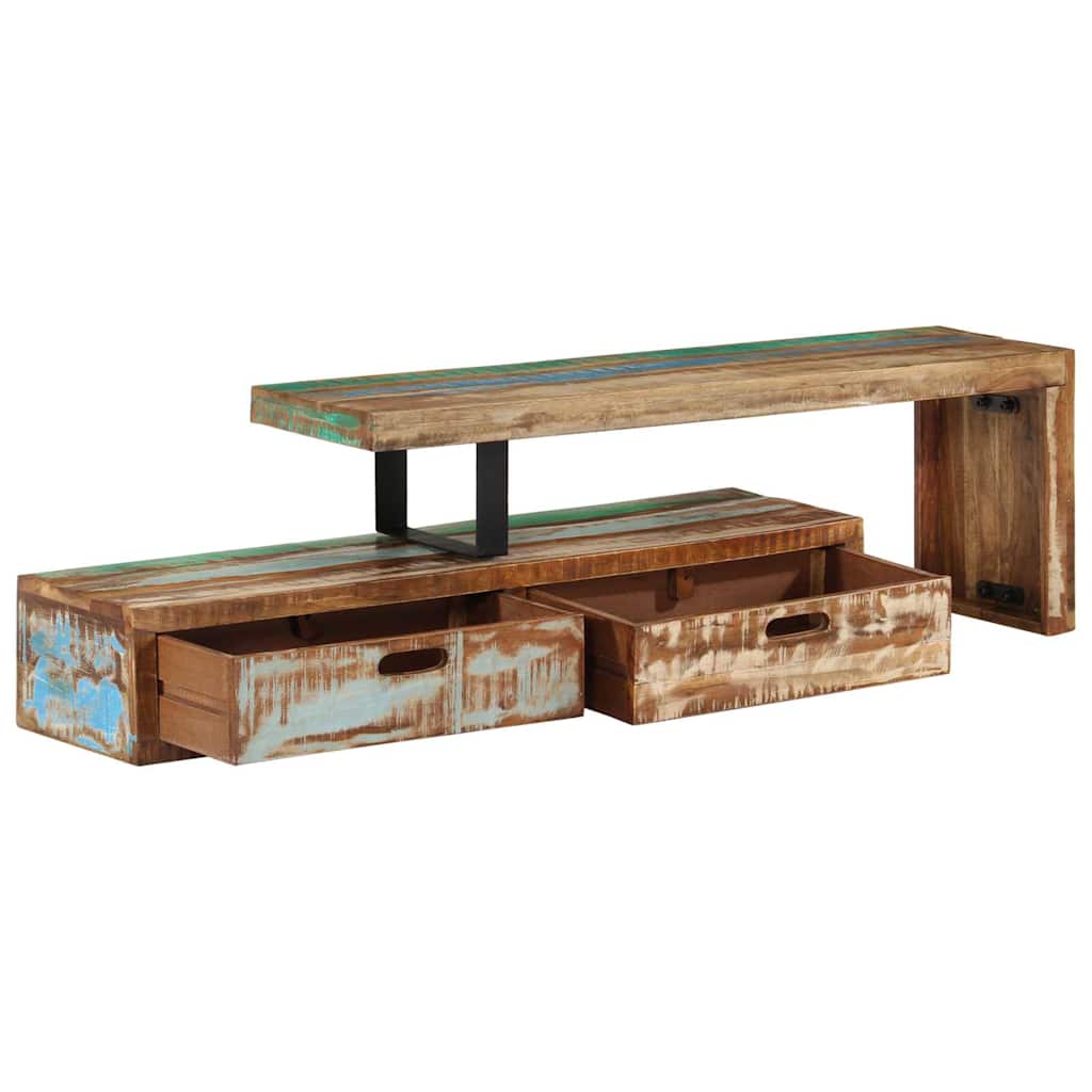 TV-bord (118-200) x 30 x 40 cm massivt genbrugstræ