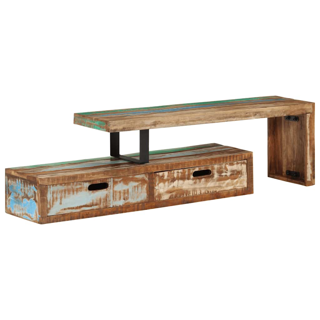 TV-bord (118-200) x 30 x 40 cm massivt genbrugstræ