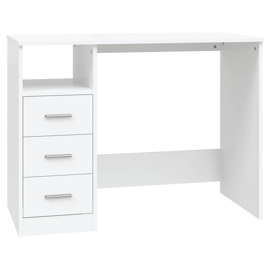 skrivebord m. hylder 102x50x76 cm konstrueret træ hvid