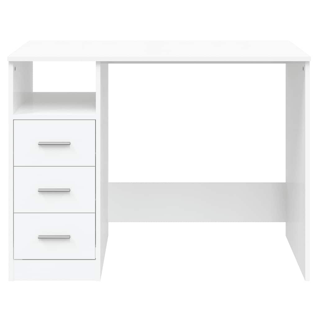 skrivebord m. hylder 102x50x76 cm konstrueret træ hvid