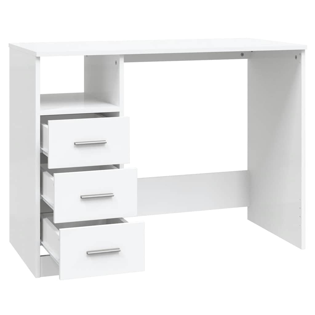 skrivebord m. hylder 102x50x76 cm konstrueret træ hvid