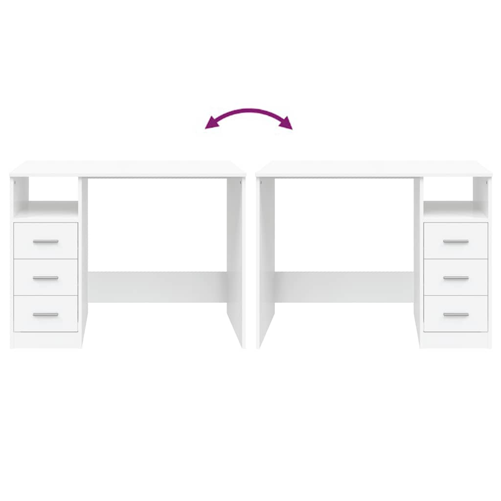 skrivebord m. hylder 102x50x76 cm konstrueret træ hvid