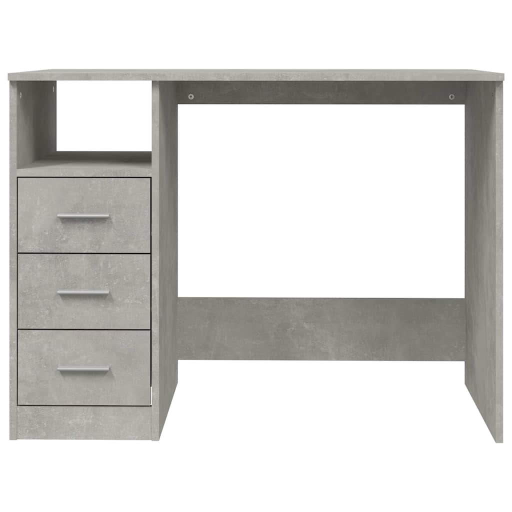 skrivebord m. skuffer 102x50x76 cm konstrueret træ betongrå