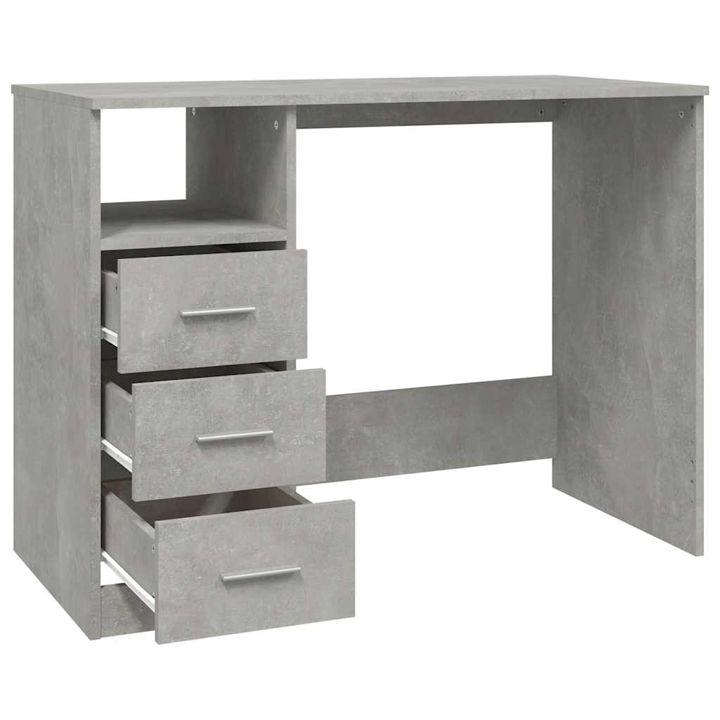 skrivebord m. skuffer 102x50x76 cm konstrueret træ betongrå
