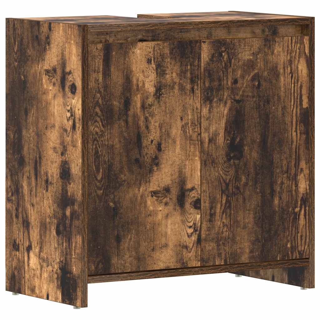 badeværelsesskab 60x33x60 cm konstrueret træ røget egetræsfarve