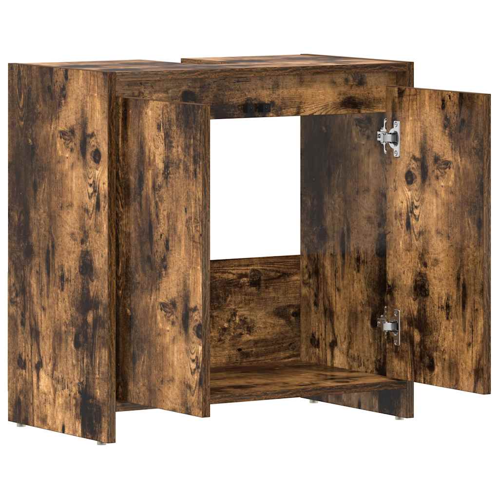 badeværelsesskab 60x33x60 cm konstrueret træ røget egetræsfarve