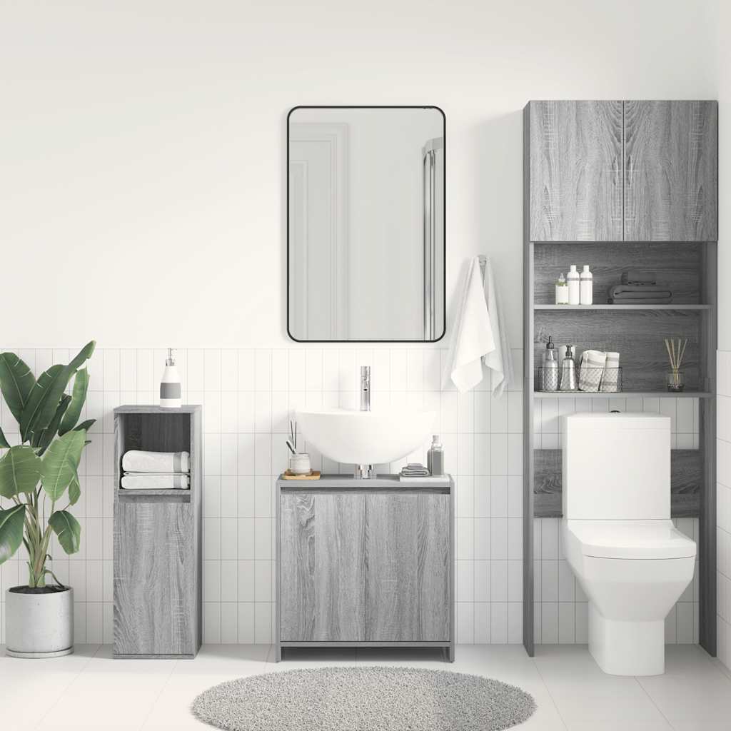 badeværelsesskab 60x33x60 cm konstrueret træ grå sonoma-eg