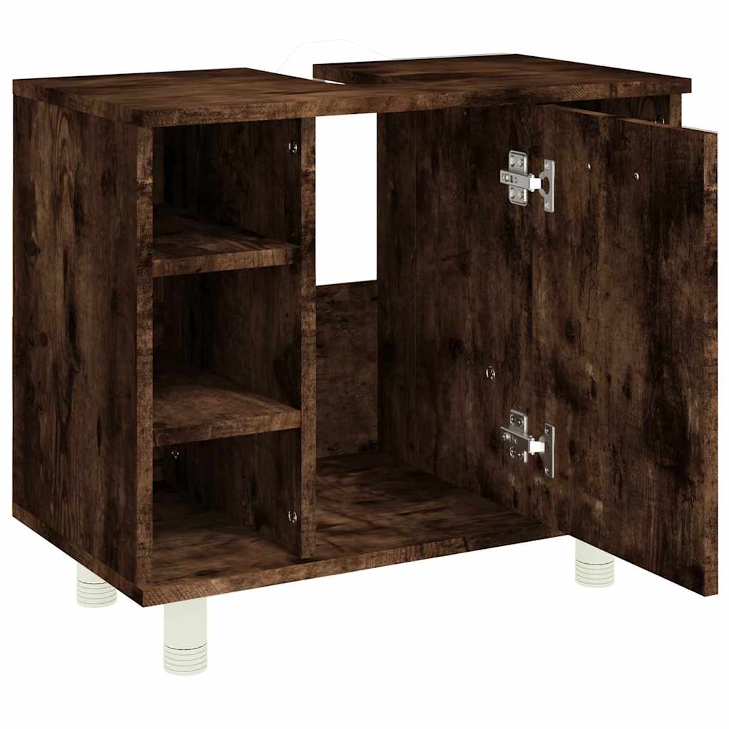 badeværelsesskab 60x32x53,5 cm konstrueret træ røget egetræ