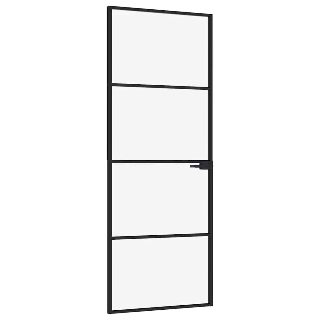 dør 76x201,5 cm hærdet glas og aluminium sort
