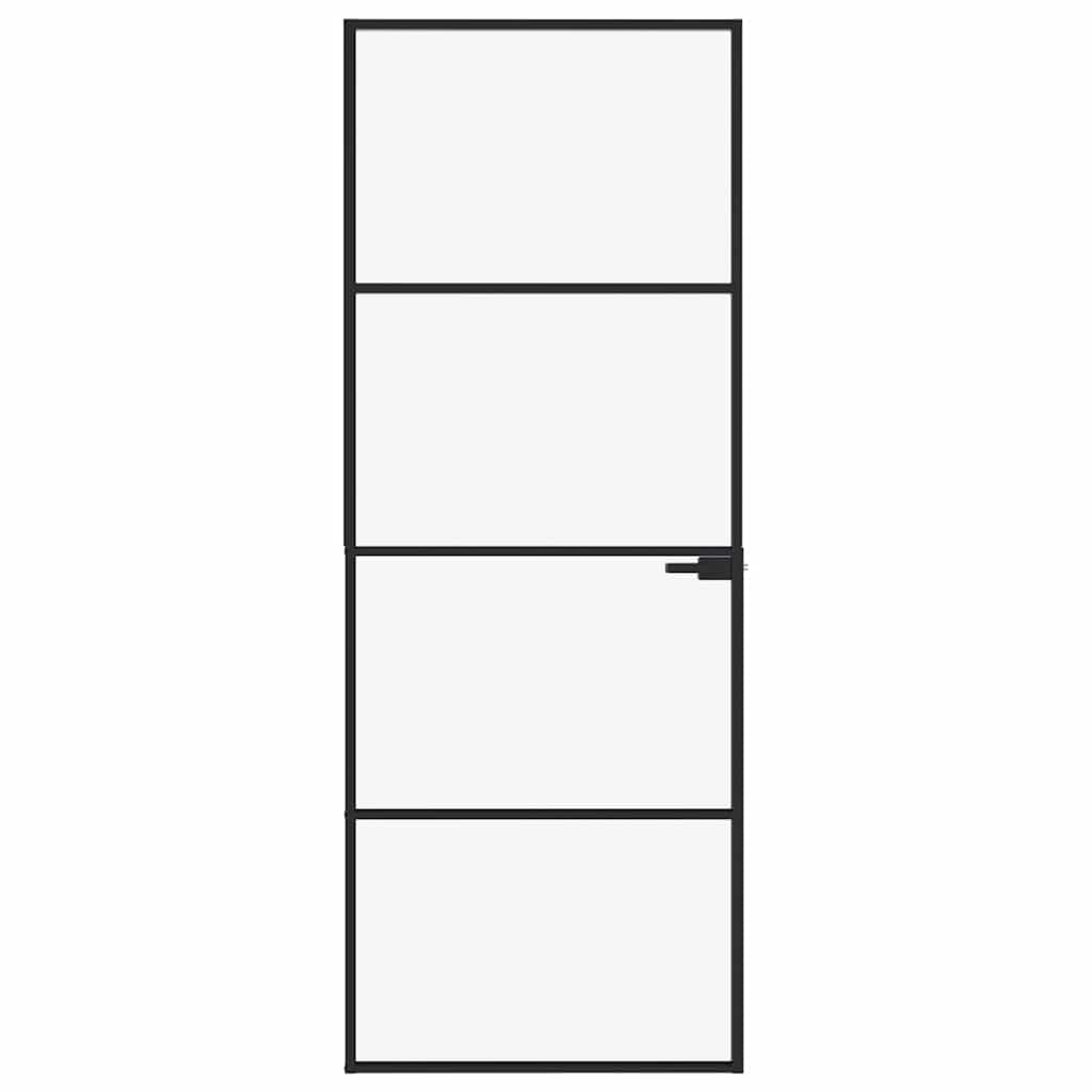 dør 76x201,5 cm hærdet glas og aluminium sort