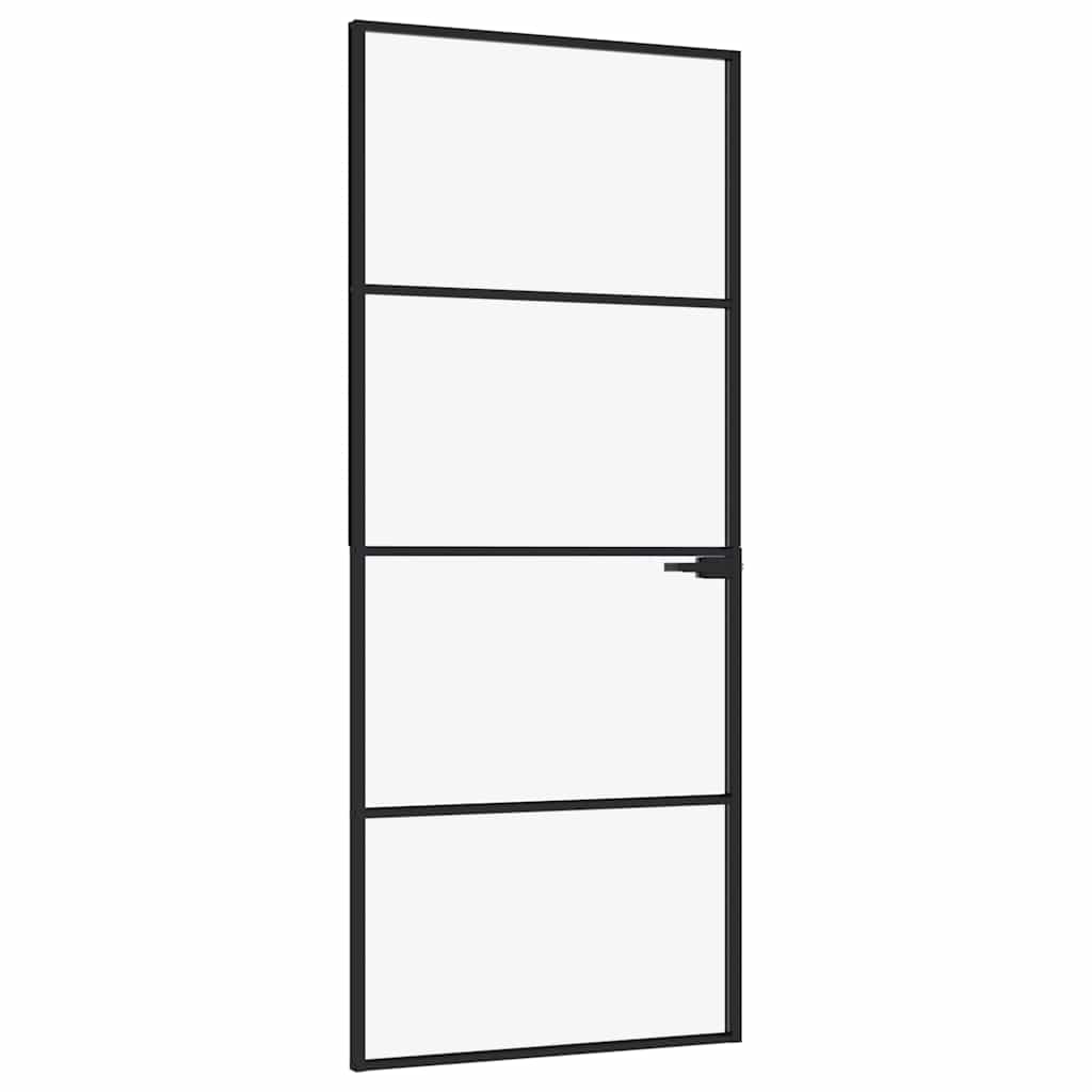 dør 83x201,5 cm hærdet glas og aluminium sort