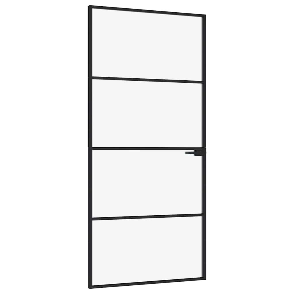 dør 93x201,5 cm hærdet glas og aluminium sort