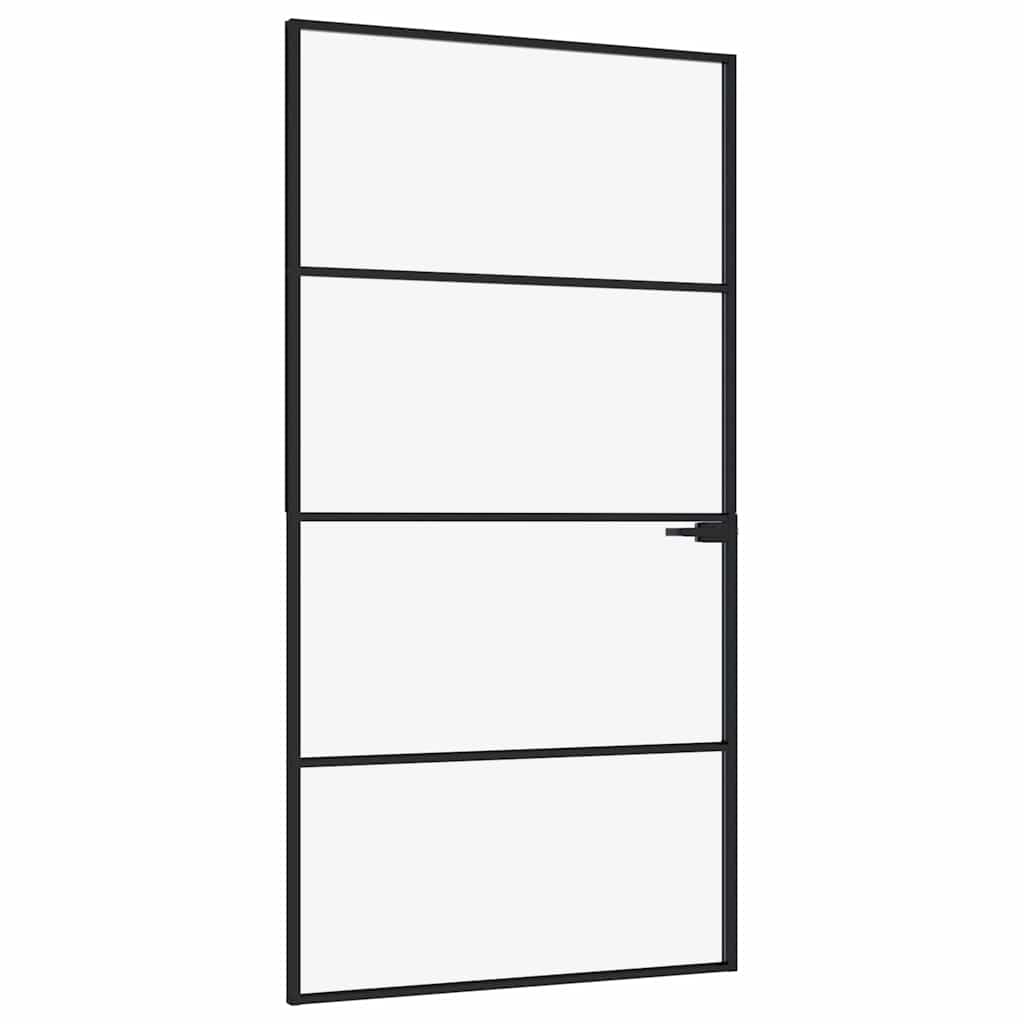 dør 102x201,5 cm hærdet glas og aluminium sort