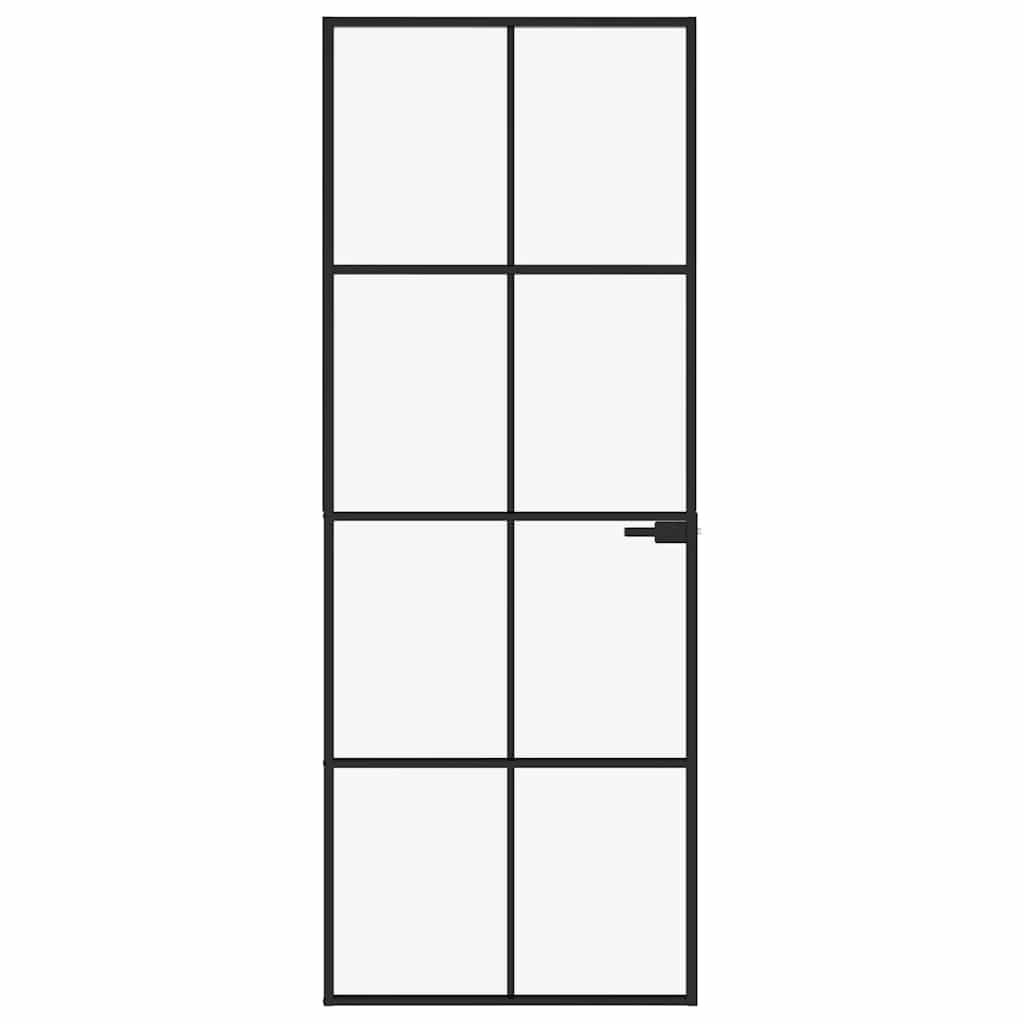 dør 76x201,5 cm hærdet glas og aluminium sort