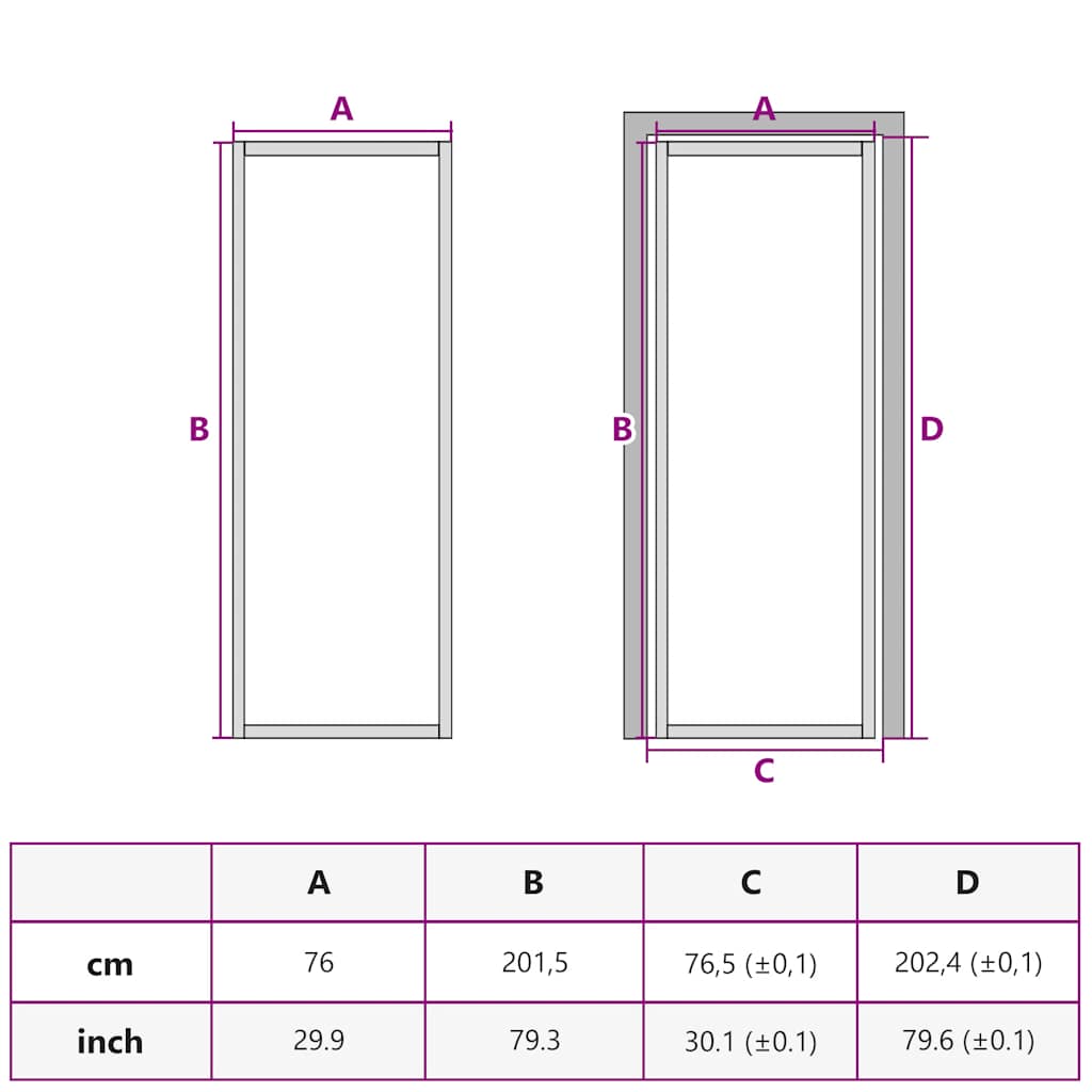 dør 76x201,5 cm hærdet glas og aluminium sort