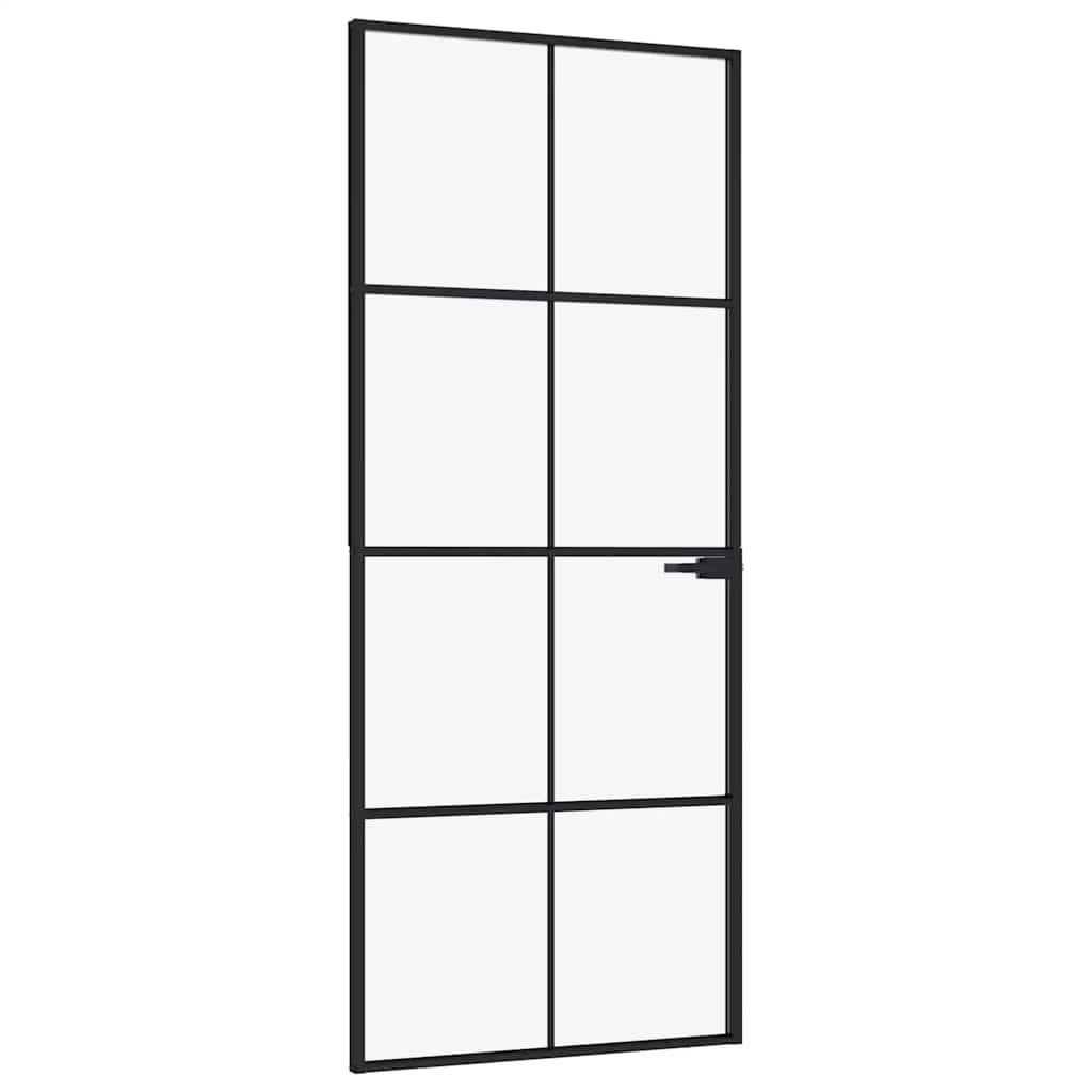 dør 83x201,5 cm hærdet glas og aluminium sort