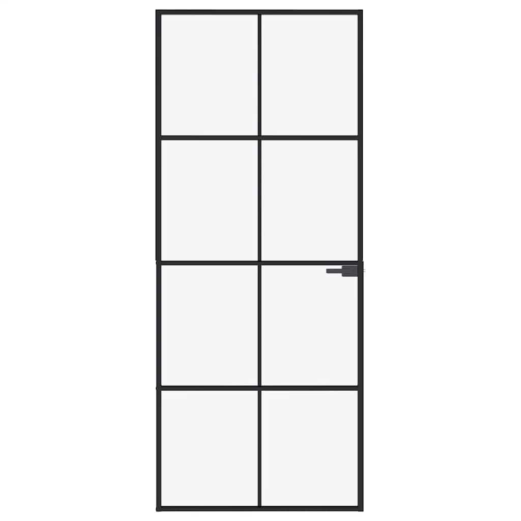 dør 83x201,5 cm hærdet glas og aluminium sort