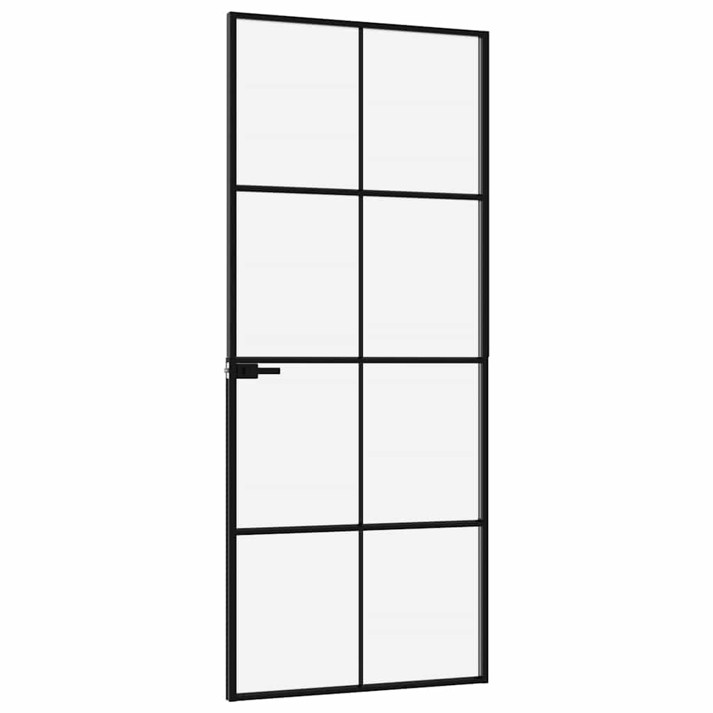 dør 83x201,5 cm hærdet glas og aluminium sort