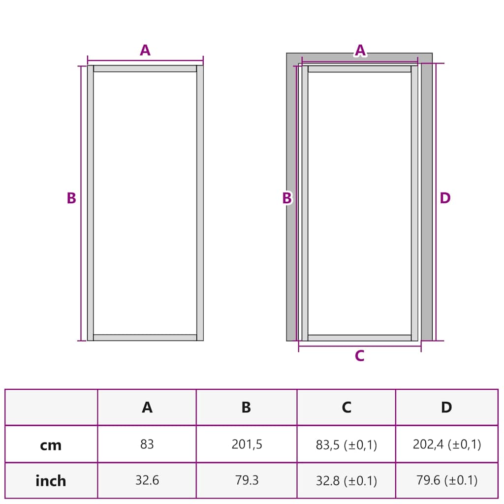 dør 83x201,5 cm hærdet glas og aluminium sort