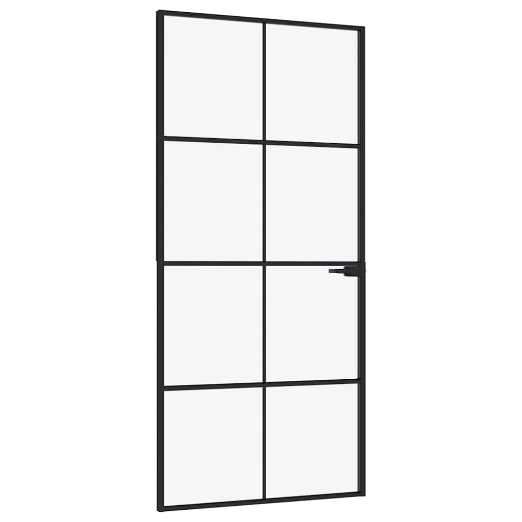 dør 93x201,5 cm hærdet glas og aluminium sort