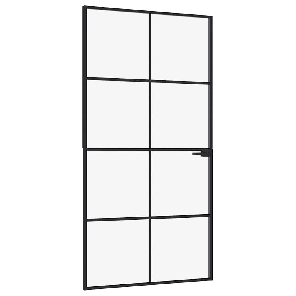dør 102x201,5 cm hærdet glas og aluminium sort