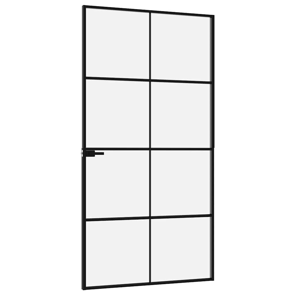 dør 102x201,5 cm hærdet glas og aluminium sort