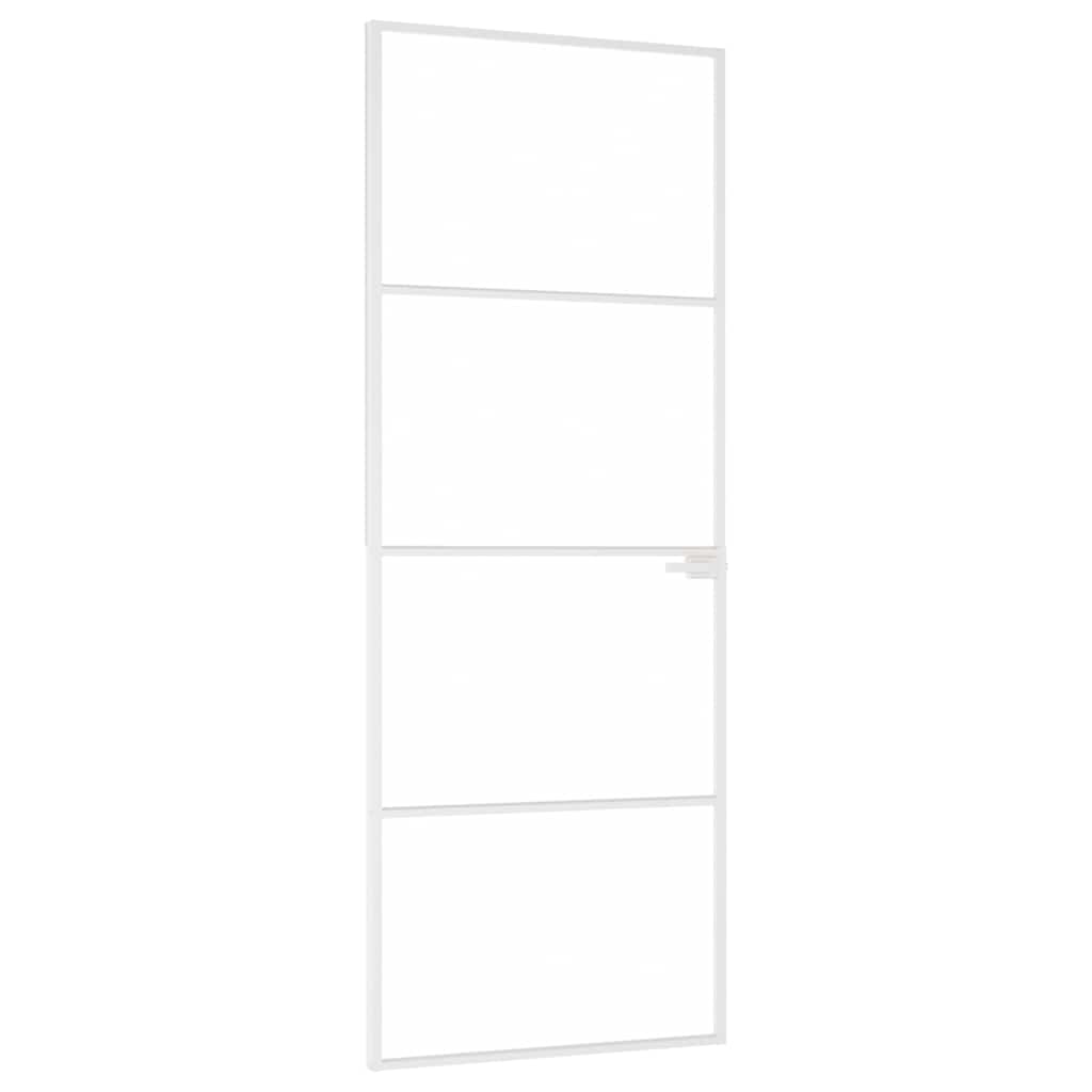 dør 76x201,5 cm hærdet glas og aluminium hvid