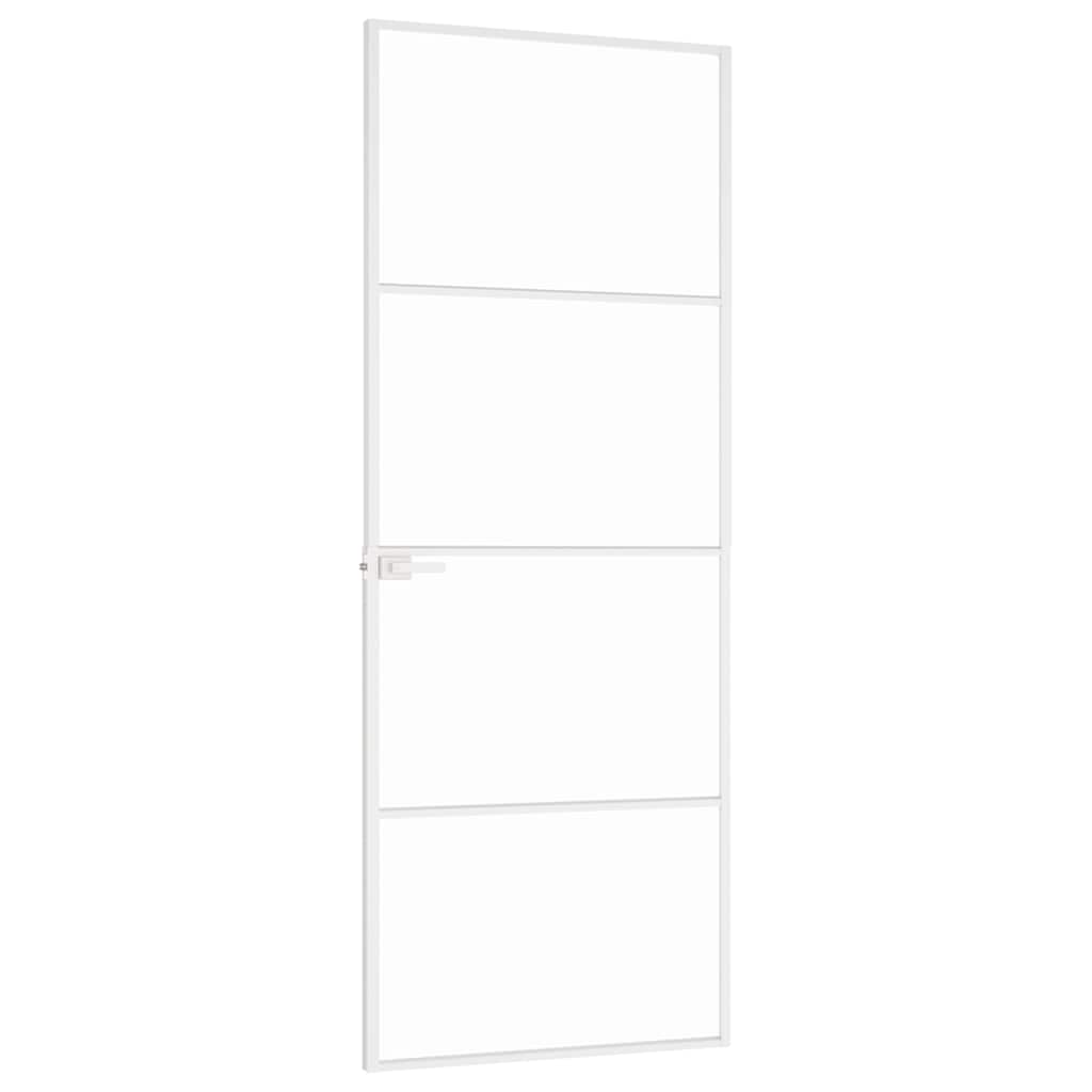 dør 76x201,5 cm hærdet glas og aluminium hvid