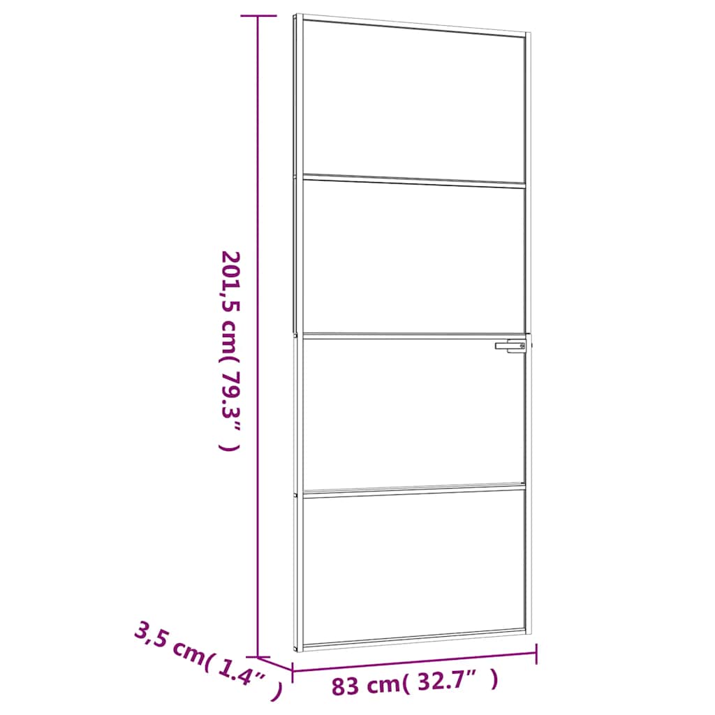 dør 83x201,5 cm hærdet glas og aluminium hvid
